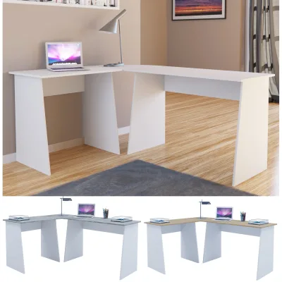 Mid.you Eckschreibtisch Weiß, Sonoma Eiche 135x74x105 cm