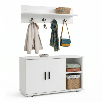Mid.you Garderobe Weiß, Honigeiche 90x77x33 cm