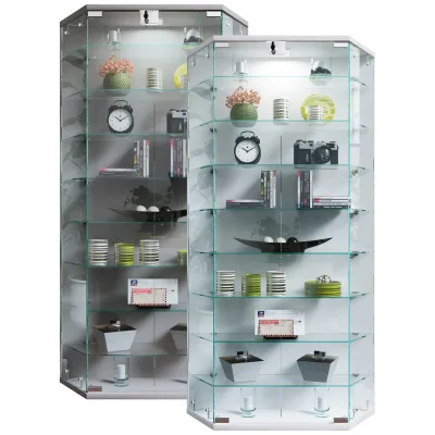 VCM Glasvitrine hängend   Vitrine Glas mit ESG-Sicherheitsglas   Maße ca. H. 114 x B. 83 x T. 17 cm   Hängevitrine Glas   Modern und platzsparend   Glas Vitrinenschrank - Benila