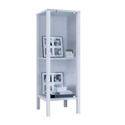 VCM Glasvitrine stehend Jensol S – Vitrinenschrank mit ESG-Sicherheitsglas, moderne Standvitrine, Glasfront & Seitenteile, platzsparende Vitrine, ca. 98 x 33 x 35 cm