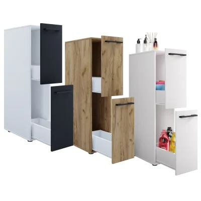 VCM Holz Badezimmerschrank   Badmöbel   Nischenschrank   Raumteiler mit zwei Schubladen   Hochschrank   Maße ca. H. 110 x B. 25 x T. 50 cm - Sadilo
