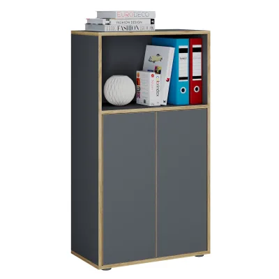 VCM Holz Büroschrank Ordner Aktenschrank Büromöbel Schrank Salia 3-fach Breite 60 cm Drehtüren