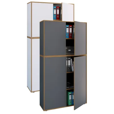VCM Holz Büroschrank Ordner Aktenschrank Büromöbel Schrank Salia 5-fach Breite 100 cm Drehtüren