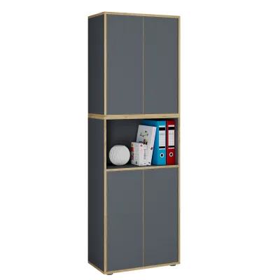 VCM Holz Büroschrank Ordner Aktenschrank Büromöbel Schrank Salia 5-fach Breite 60 cm Drehtüren