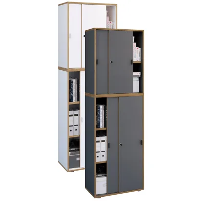 Mid.you Schuhschrank Honigeiche, Weiß 60x183x37 cm