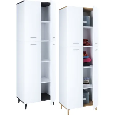 VCM Holz Kleiderschrank   5 Fächer   Maße: H. 240 x B. 70 x T. 39 cm   4 Drehtüren   Mehrzweckschrank   - Landos