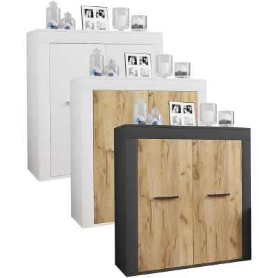 VCM Holz Kommode   Sideboard mit Drehtüren   Maße ca. H. 89 x B. 80 x T. 35 cm - Usilo