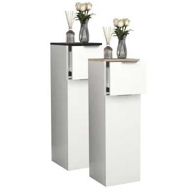 VCM Holz Midischrank   Badregal   Maße: H. 95 x B. 30 x T. 30 cm   1 Schublade   1 große Tür – Donali