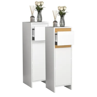 VCM Holz Midischrank   Badregal   Maße: H. 95 x B. 30 x T. 30 cm   1 Schublade   1 große Tür - Malira