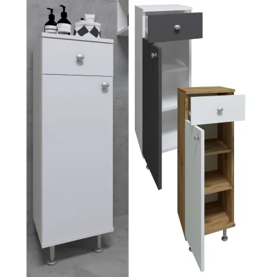 VCM Holz Midischrank   Badschrank   Maße: H. 95 x B. 30 x T. 30 cm   1 Schublade   1 Drehtür   3 Fächer - Nilosi
