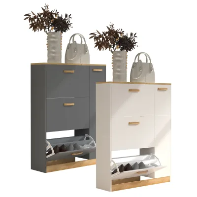Mid.you Schuhschrank Halom Anthrazit, Honigeiche 80x105x24 cm