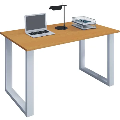 VCM Holz Schreibtisch   H. 76 x B. 110 x T. 80 cm   Computertisch schlicht   Füße aus hochwertigem Metall   Arbeitstisch   Büromöbel - Lona U