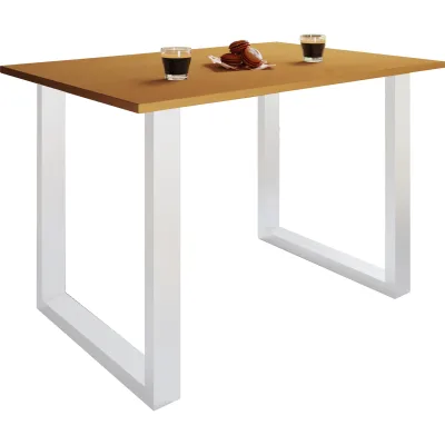 VCM Holz Schreibtisch   H. 76 x B. 140 x T. 50 cm   Computertisch schlicht   Füße aus hochwertigem Metall   Arbeitstisch   Büromöbel - Lona U