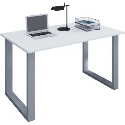VCM Holz Schreibtisch   H. 76 x B. 140 x T. 80 cm   Computertisch schlicht   Füße aus hochwertigem Metall   Arbeitstisch   Büromöbel - Lona U