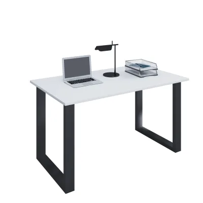 Mid.you Schreibtisch Silber, Weiß 80x76x140 cm
