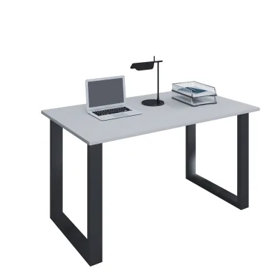 VCM Holz Schreibtisch   H. 76 x B. 140 x T. 80 cm   Computertisch schlicht   Füße aus hochwertigem Metall   Arbeitstisch   Büromöbel - Lona U