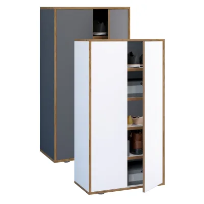 VCM Holz-Schuhschrank   Maße: B. 60 x H. 110 x T. 33 cm   Allzweckschrank   5 Fächer   2 Drehtüren - Salia Breite 60 cm