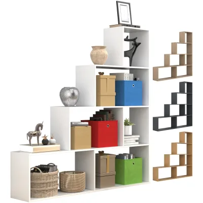 VCM Holz Stand Treppenregal Stufenregal Standregal Raumteiler Bücherregal Dubila