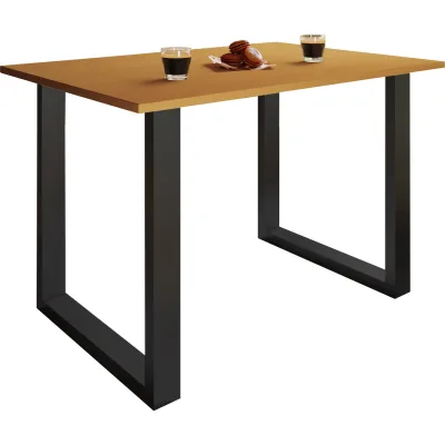 VCM Holzesstisch   H. 76 x B. 110 x T. 80 cm   hochwertiges und massives Fußgestell   Füße aus Eisen   Küchentisch - Xona U