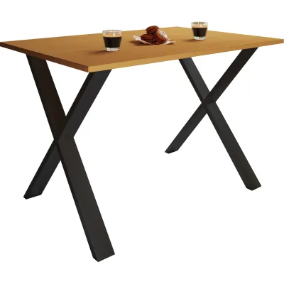 VCM Holzesstisch   H. 76 x B. 140 x T. 50 cm   hochwertiges und massives Fußgestell   Füße aus Eisen   Küchentisch - Xona U