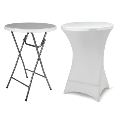 VCM Klapptisch   Partytisch mit Husse   Tisch rund   Gartentisch klappbar   Bartisch 110 cm rund