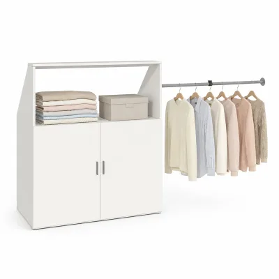 VCM Kleiderschrank für Dachschräge mit Kleiderstange & Stauraum Schrank für Schlafzimmer Dachboden - Dacho