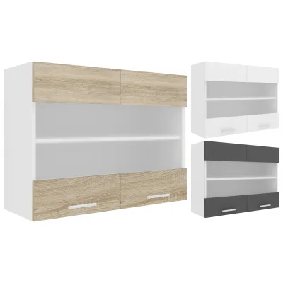 VCM Küchenschrank hängend   Maße ca. H. 60 x B. 80 x T. 31 cm   Hängeschrank mit zwei Fächern   Küchenschrank mit Glas   Küchenmöbel – Esilo