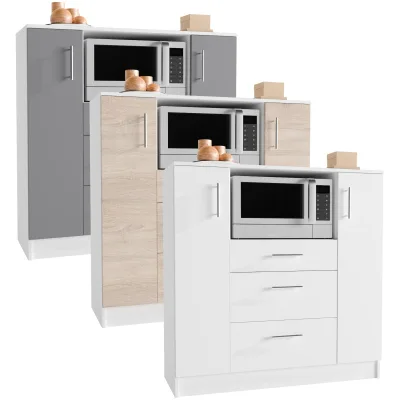 VCM Küchenschrank   Maße ca. H. 110 x B. 109 x T. 40 cm   Mikrowellenschrank mit drei Schubladen   Unterschrank schlicht   Küchenmöbel - Esilo