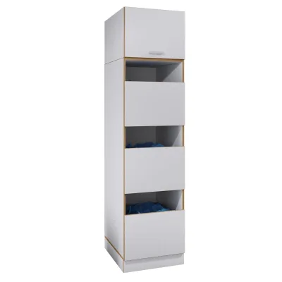 VCM Mehrzweck-Wäscheschrank , schmaler Stauraumschrank mit 4 Fächern & Drehtüren, Maße Haushaltsregal H. 200 x B. 50 x T. 60 cm, Rislo SD