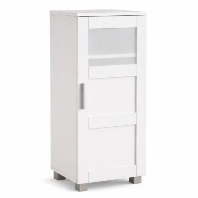 VCM Midischrank – schmaler Badschrank mit 3 Fächern, H. 70 x B. 38 x T. 28 cm, kompakte Aufbewahrung für Badezimmer, Badmöbel mit Drehtüren, Nilari