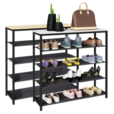 Mid.you Schuhregal Taliro Schwarz, Honigeiche 90x87x30 cm