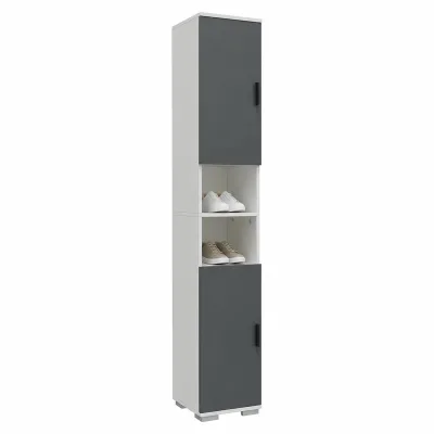 VCM Schuhschrank schmaler Holz Hochschrank mit 2 Türen & 8 Fächern,  platzsparender Flurschrank, 178 x 30 x 33 cm, Gados