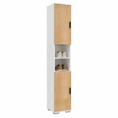 VCM Schuhschrank schmaler Holz Hochschrank mit 2 Türen & 8 Fächern,  platzsparender Flurschrank, 178 x 30 x 33 cm, Gados