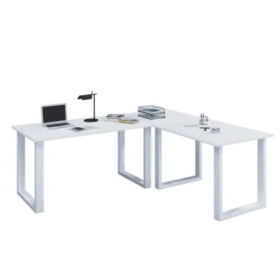 Mid.you Eckschreibtisch Schwarz, Honigeiche 130x76x130 cm