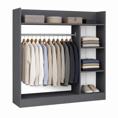 VCM VCM Palosa Kleiderschrank H. 120 x B. 124 x T. 35 cm mit Kleiderstange & Regalfächern Offene Garderobe - Palosa