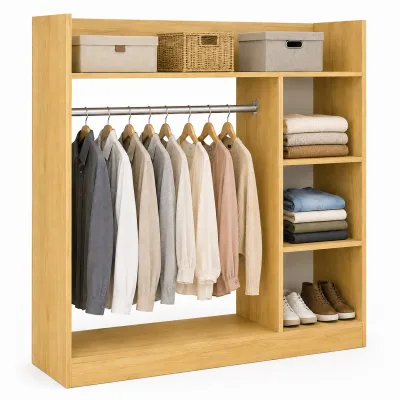 VCM VCM Palosa Kleiderschrank H. 120 x B. 124 x T. 35 cm mit Kleiderstange & Regalfächern Offene Garderobe - Palosa