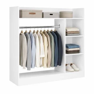 VCM VCM Palosa Kleiderschrank H. 120 x B. 124 x T. 35 cm mit Kleiderstange & Regalfächern Offene Garderobe - Palosa