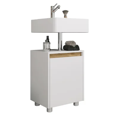 VCM Waschbeckenunterschrank, Holz Badschrank mit 1 Drehtür, H. 55 x B. 42 x T. 33 cm, Badunterschrank für das Gäste-WC, Cosila