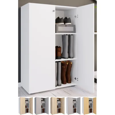 Mid.you Schuhschrank Lona Weiß, Sonoma Eiche 70x110x39 cm