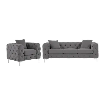 Vente-Unique Couchgarnitur Anthrazit 220x76x91 cm