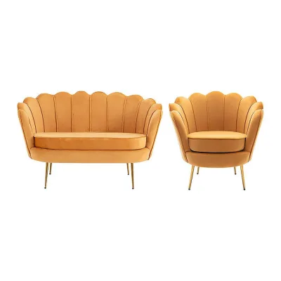 Vente-Unique Couchgarnitur Dunkelgelb 124x78x75 cm