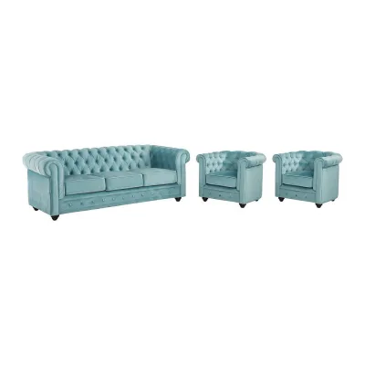 Vente-Unique Couchgarnitur Hellblau 205x72x88 cm