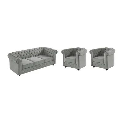 Vente-Unique Couchgarnitur Hellgrau 205x72x88 cm