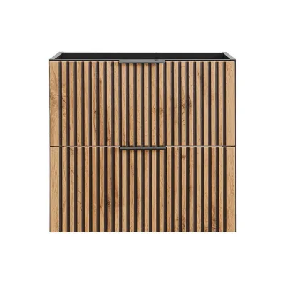 Vente-Unique Waschbeckenunterschrank Schwarz, Natur 60x57x46 cm