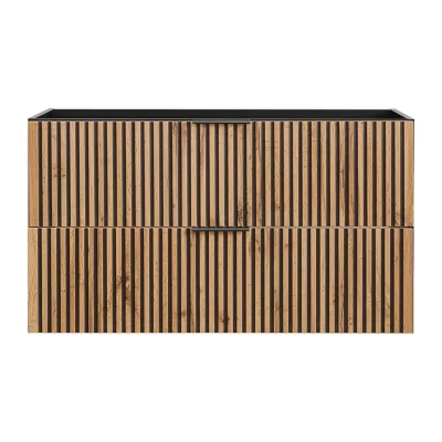Vente-Unique Waschbeckenunterschrank Schwarz, Natur 80x57x46 cm
