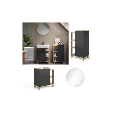 Vicco Badmöbel-Set Karen Sonoma Anthrazit 3 Teile
