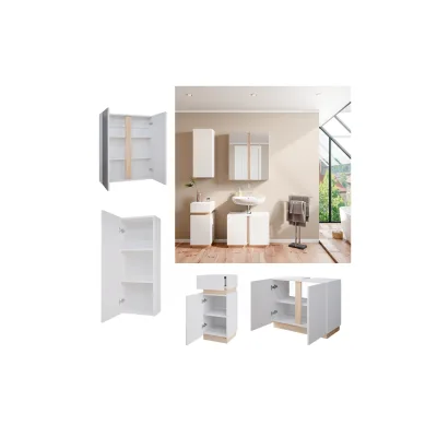 Vicco Badmöbelset Gloria Weiß Sonoma modern Badezimmer Spiegelschrank Waschtischunterschrank Midischrank Hängeschrank