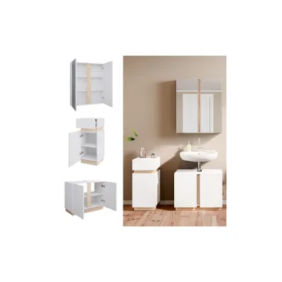 Vicco Badmöbelset Gloria Weiß Sonoma modern Badezimmer Spiegelschrank Waschtischunterschrank Midischrank