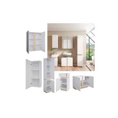 Vicco Badmöbelset Gloria Weiß Sonoma modern Badezimmer Spiegelschrank WaschtischunterschrankHochschrank Midischrank Hängeschrank