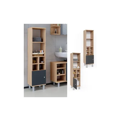 Vicco Badschrank Fynn Midischrank 7 Fächer Hochschrank Badezimmerschrank Bad